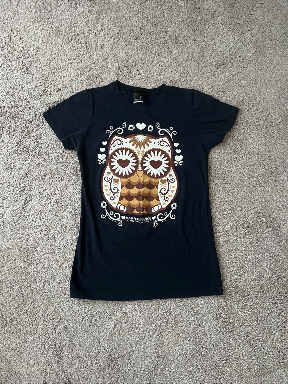 EUC Loungefly Navy Blue Tee with Owl Design Women XS Youth Girl L